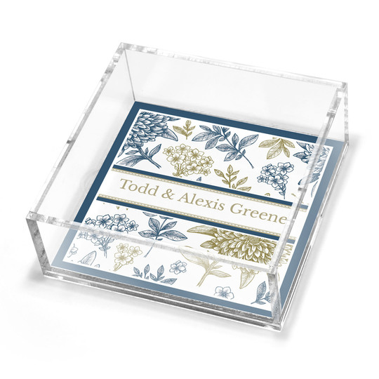 Navy Pom Poms Petite Lucite Trinket Tray